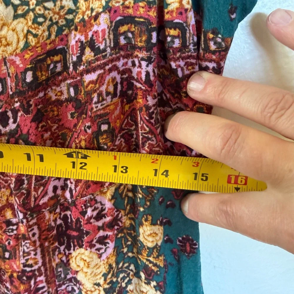 Free People Intimately Maxi Dress M Teal Floral Boho Lace Back Excellent (2091) - Picture 10 of 11